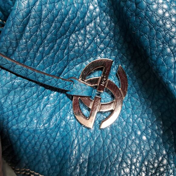 Marc Echo Vegan Leather Turquoise Blue Y2K Bow Detail Zipper Bucket bag - Picture 6 of 16